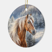Kerstpaard in Snow Long Mane Keramisch Ornament (Links)