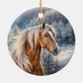 Kerstpaard in Snow Long Mane Keramisch Ornament (Achterkant)