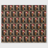 Kerstpaard in stalvenster cadeaupapier (Vlak)