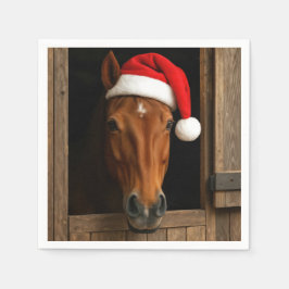 Kerstpaard in stalvenster servet