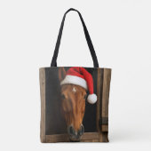 Kerstpaard in stalvenster tote bag (Achterkant)