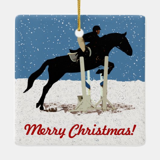  kerstpaard Jumper Keramisch Ornament (Achterkant)