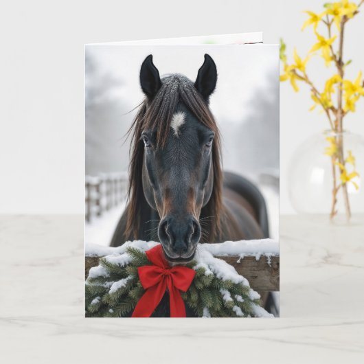 kerstpaard kaart (Gele Bloem)