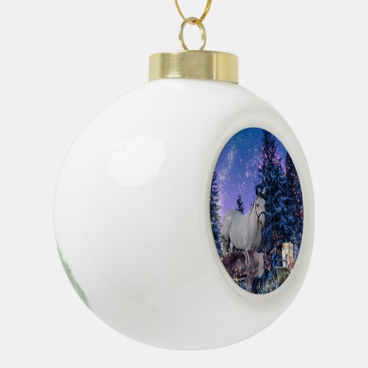 kerstpaard Magic Keramische Bal Ornament (Links)