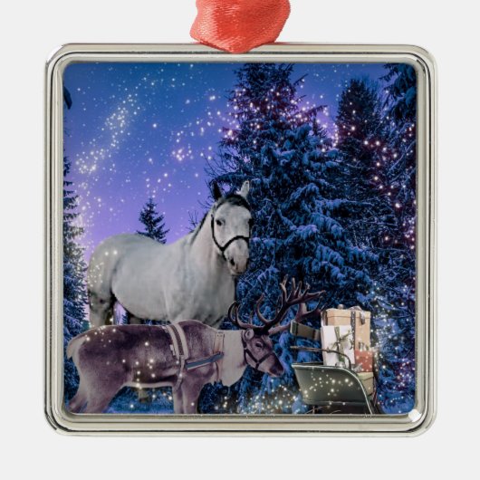 kerstpaard Magic Metalen Ornament (Voorkant)