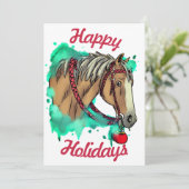 Kerstpaard met bal feestdagenkaart (Staand voorkant)