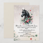 Kerstpaard met bloemen kaart (Voorkant / Achterkant)