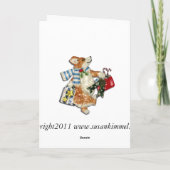 Kerstpaard met Corgi Elves Wenskaart Feestdagen Kaart (Achterkant)