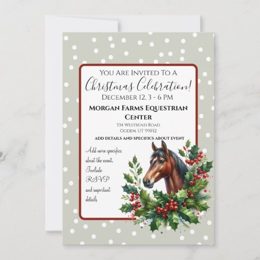 Kerstpaard met groen kaart (Voorkant)