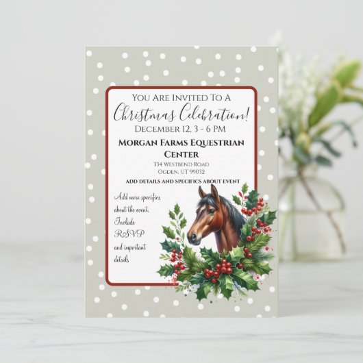 Kerstpaard met groen kaart (Staand voorkant)