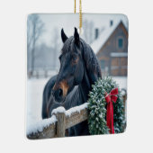 Kerstpaard met krans keramisch ornament (Rechts)