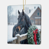 Kerstpaard met krans keramisch ornament (Links)