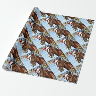 Kerstpaard met pet cadeaupapier