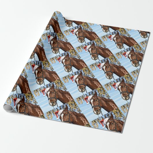 Kerstpaard met pet cadeaupapier (Uitgerold)