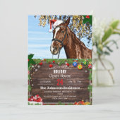 Kerstpaard met pet kaart (Staand voorkant)