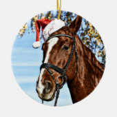 Kerstpaard met pet keramisch ornament (Voorkant)