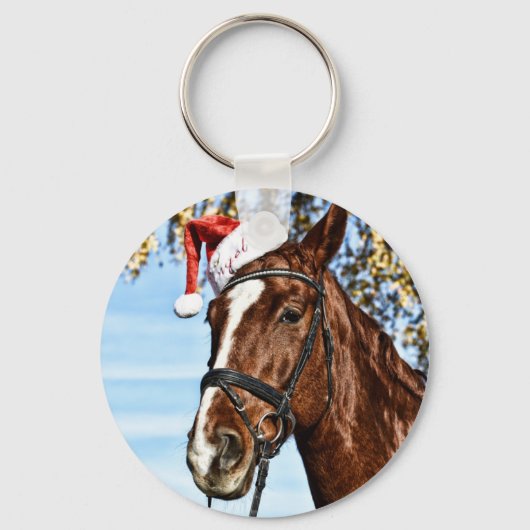 Kerstpaard met pet sleutelhanger (Voorkant)