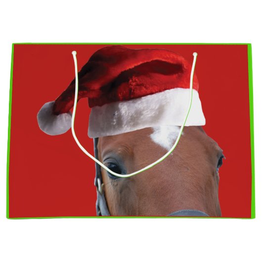 kerstpaard met Pet van de kerstman Groot Cadeauzakje (Voorkant)