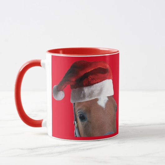 kerstpaard met Pet van de kerstman Mok (Links)