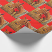 :Kerstpaard met rode strik Cadeaupapier (Hoek)