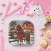  kerstpaard op een feestelijk Boerderij Papieren Bordje (Feest)