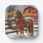 kerstpaard op een feestelijk Boerderij Papieren Bordje (Voorkant)