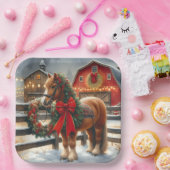  kerstpaard op een feestelijk Boerderij Papieren Bordje (Feest)