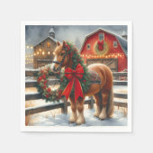 kerstpaard op een feestelijk Boerderij Servet (Voorkant)