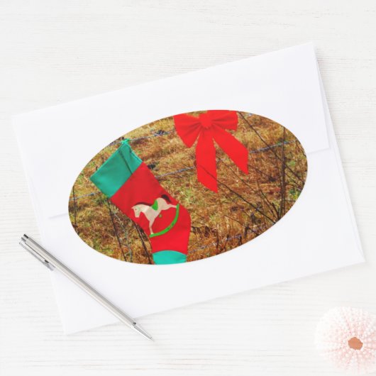 kerstpaard ovale sticker (Envelop)