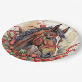 kerstpaard papieren bordje (Gekanteld)