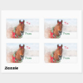 kerstpaard rechthoekige sticker (Vel)