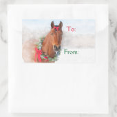 kerstpaard rechthoekige sticker (Tas)
