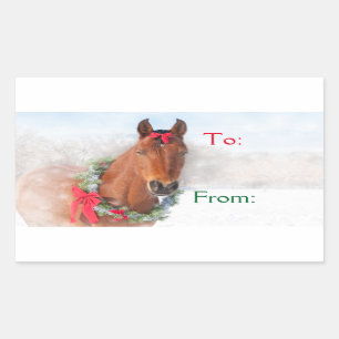 kerstpaard rechthoekige sticker