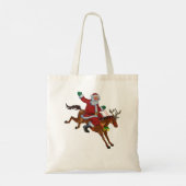 Kerstpaard Riding Santa  Grafisch Tote Bag (Achterkant)