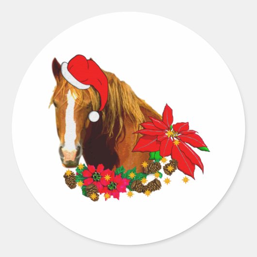 kerstpaard ronde sticker (Voorkant)
