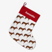 Kerstpaard Santa Hat Xmas lampjes Grote Kerstsok (Voorkant (Hangend))