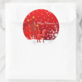 Kerstpaard, Sneeuwvlokken, Bomen & aangepaste teks Ronde Sticker (Tas)