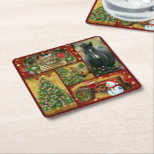 Kerstpaard Snowman-trekker Kartonnen Onderzetters (Schuin)