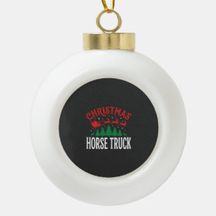 Kerstpaard Vrachtwagen Kerstman Slede Keramische Bal Ornament