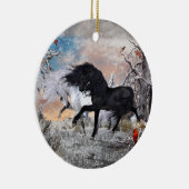 Kerstpaarden 2022, tweezijdig verrijkt2 keramisch ornament (Rechts)