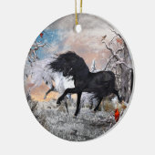 Kerstpaarden 2022, tweezijdig verrijkt2 keramisch ornament (Links)