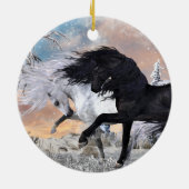 Kerstpaarden 2022, tweezijdig verrijkt2 keramisch ornament (Achterkant)