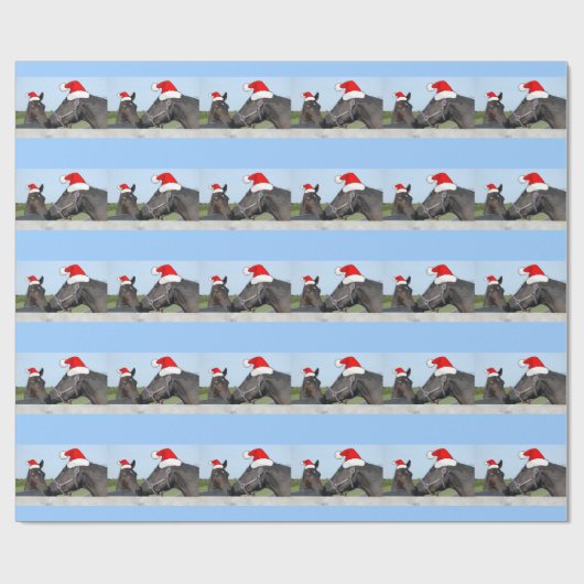 kerstpaarden cadeaupapier (Vlak)