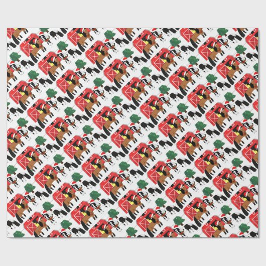 kerstpaarden cadeaupapier (Vlak)