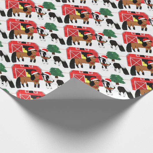 kerstpaarden cadeaupapier (Hoek)