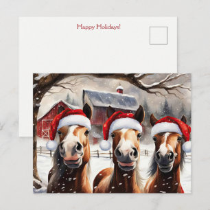 Kerstpaarden Cute en Leuke Feestdagen Briefkaart