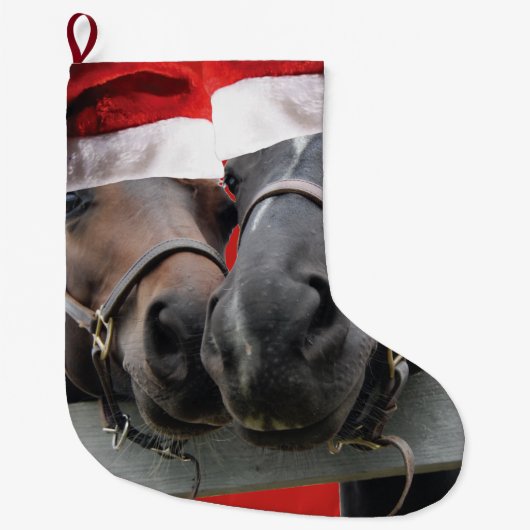 Kerstpaarden en kerstmanden grote kerstsok (Voorkant)