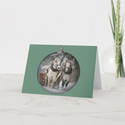 kerstpaarden feestdagen kaart (Voorkant)