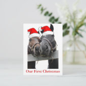 kerstpaarden feestdagenkaart (Staand voorkant)