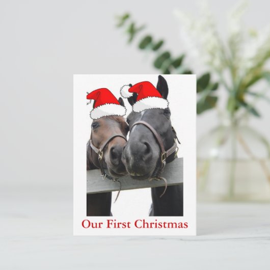kerstpaarden feestdagenkaart (Staand voorkant)